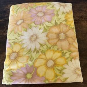 Vintage Cannon Monticello Muslin Full‎ Flat Sheet Floral 70's Retro Groovy MCM